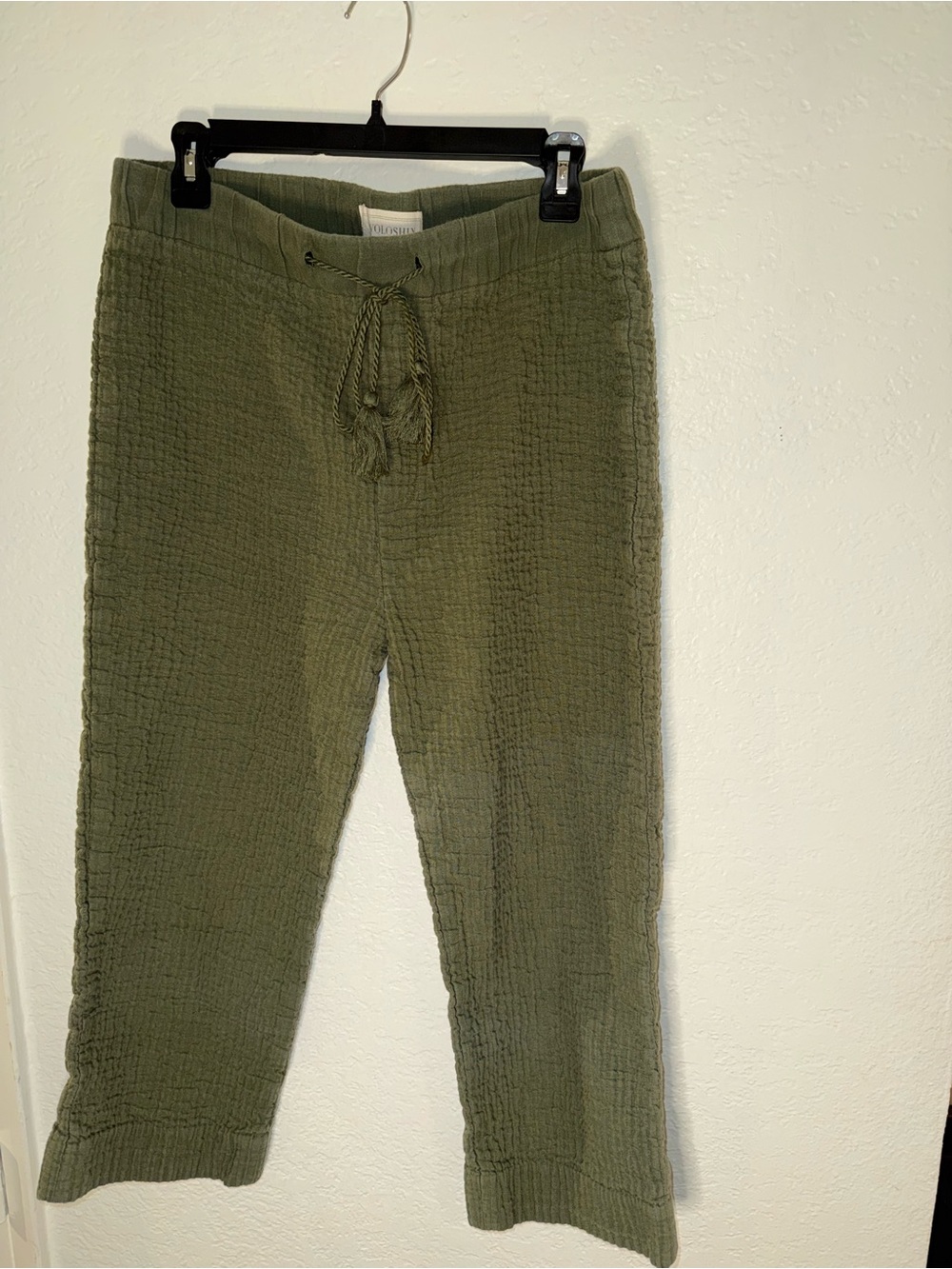 Men's Olive Green Drawstring Textured Joggers